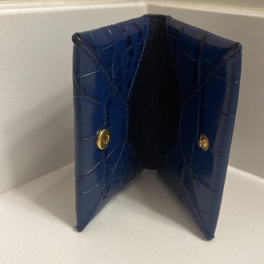 Tory Burch Blue Gold Parker Embossed Foldable Card Case - Picture 4 of 7